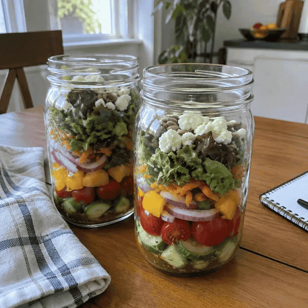 Ensaladas preparadas en frascos